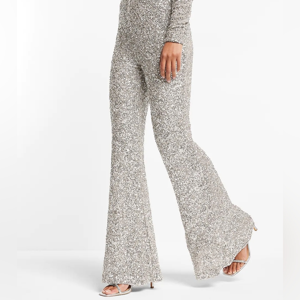 EXPRESS: High Waisted Sequin Pants - Picture 4 of 9